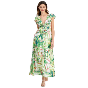 Taylor Plus Size Tropical Print Tie-Front Maxi Dress Size 24W – NWT